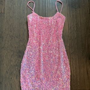 Lucy in the Sky Iridescent Sequin Bodycon Dress in pink. Never worn.